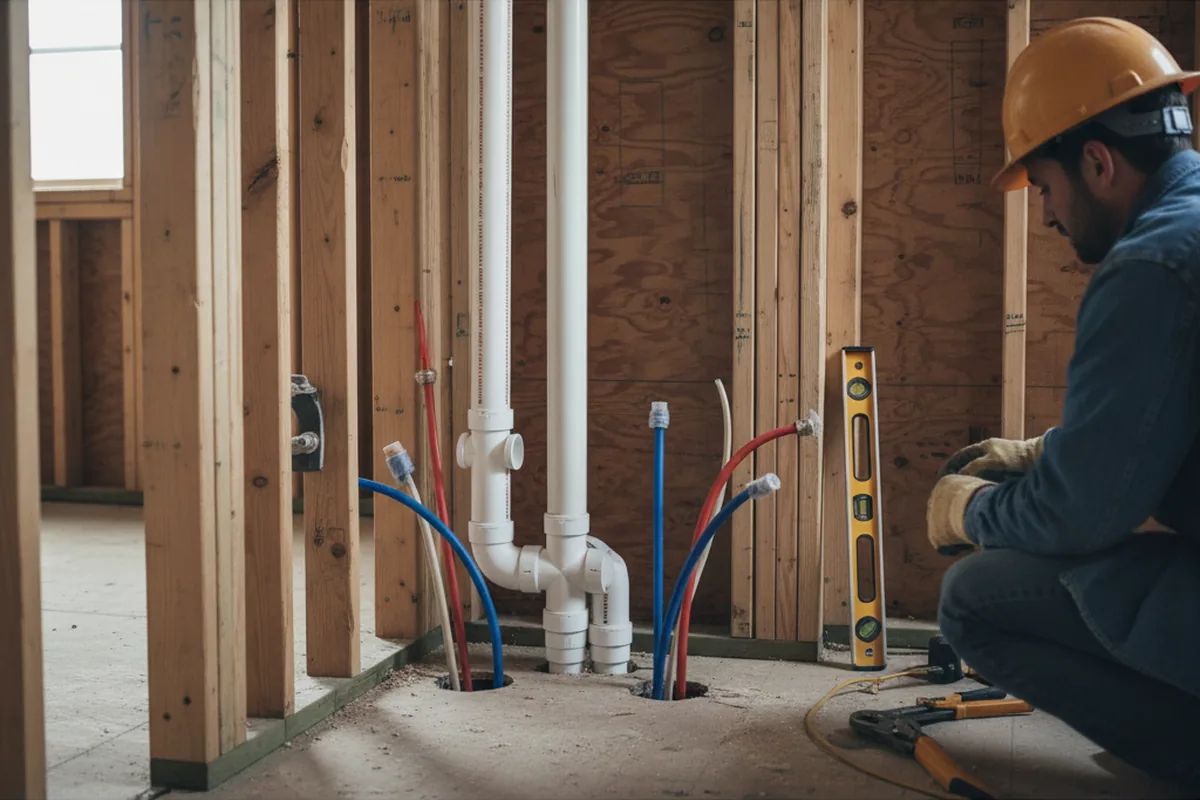 Drain and supply rough-in during Leak Detection in Blackstone
