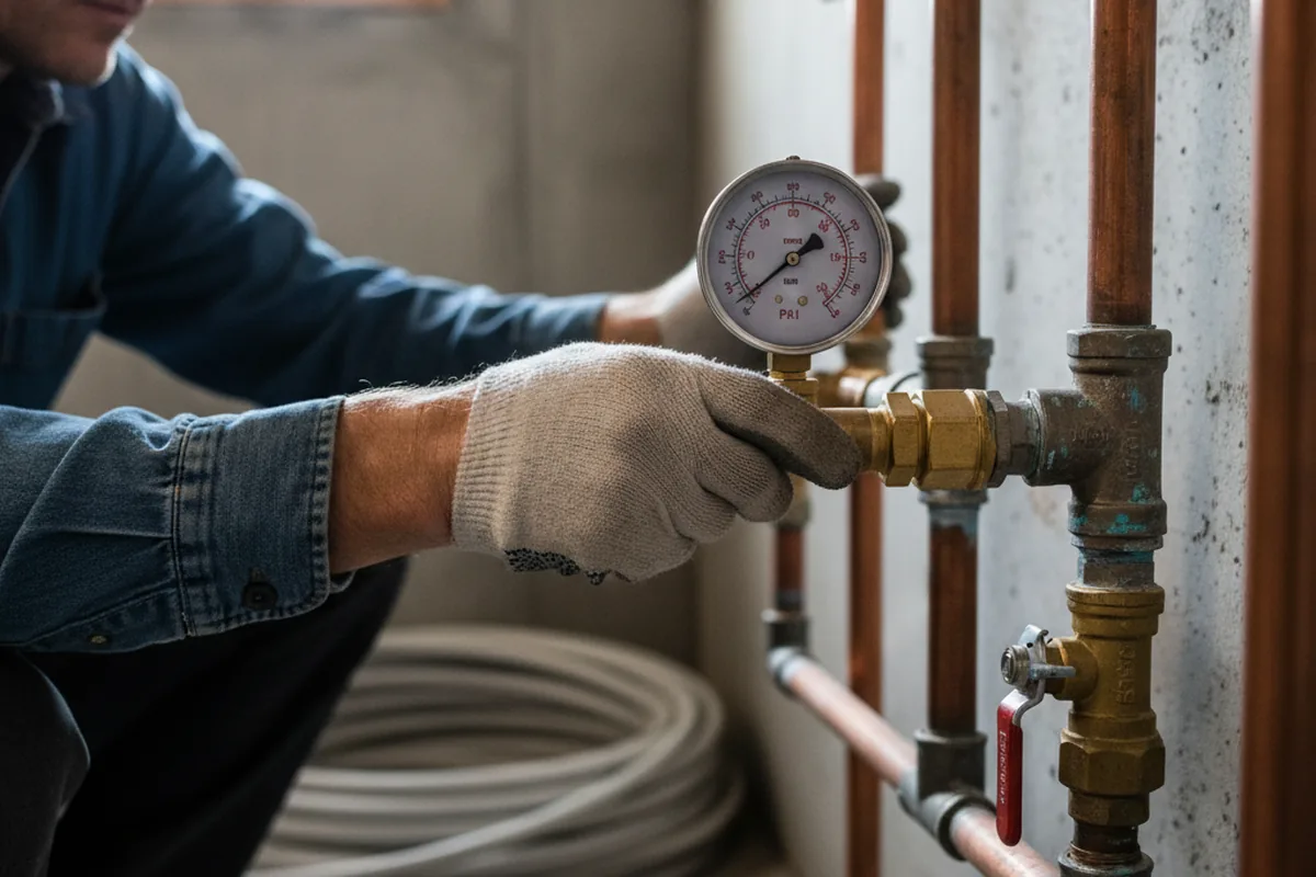 Pressure testing a repaired line during Water Line Repair in Blackstone